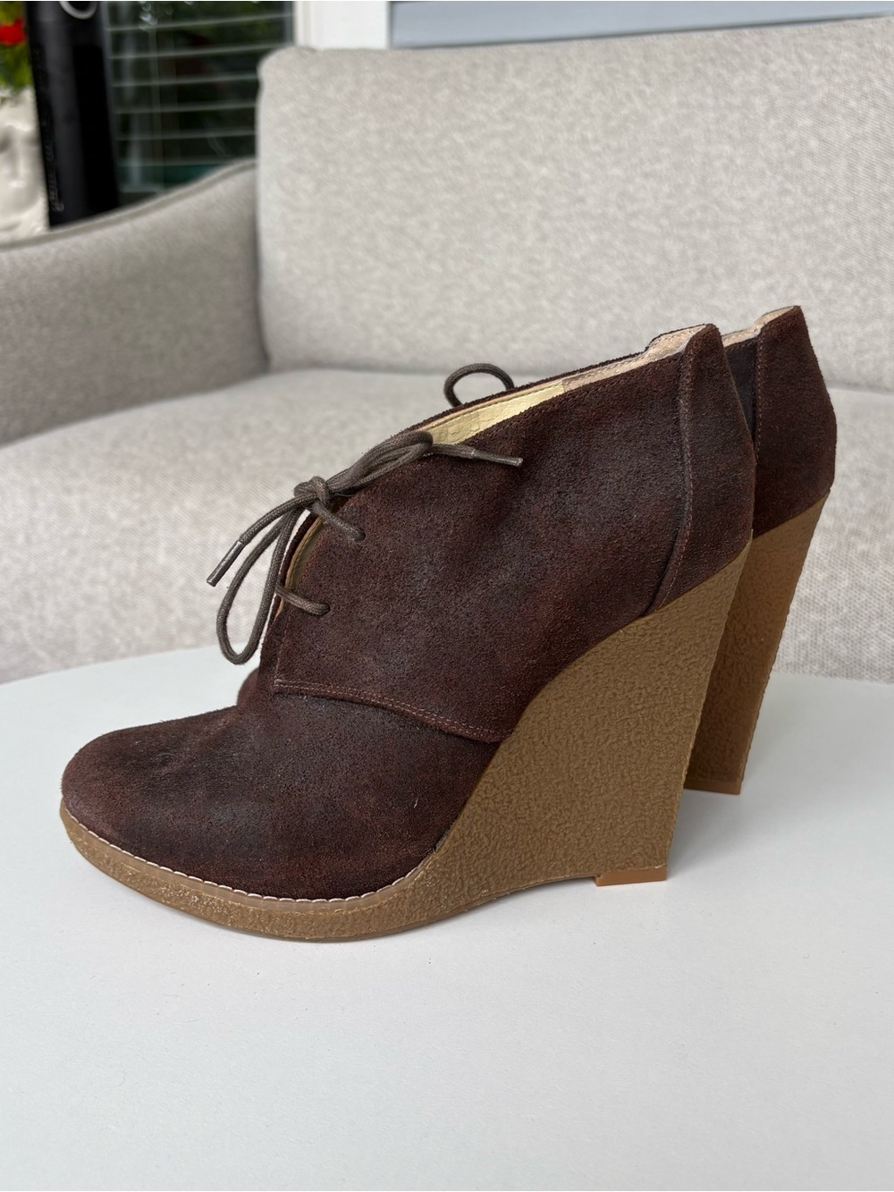 Enzo Angiolini Brown Suede Wedge Booties